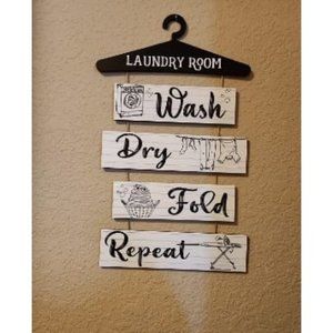 New 5 Pieces Laundry Room Wall Sign Rustic Laundry Room Rules Hanging Sign